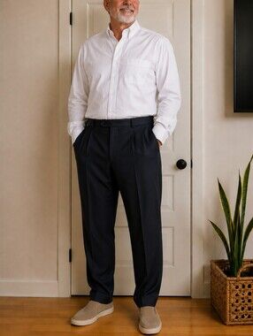Principe Made in Italy Men’s Size 40 Pure Wool Pleated Cuffed Dress Pants